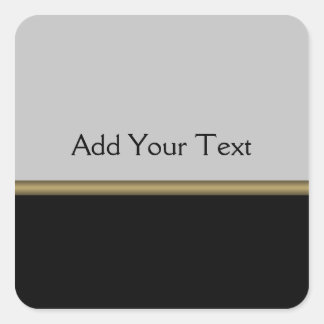 Monogram Elegance in Black Grey Gold Square Sticker