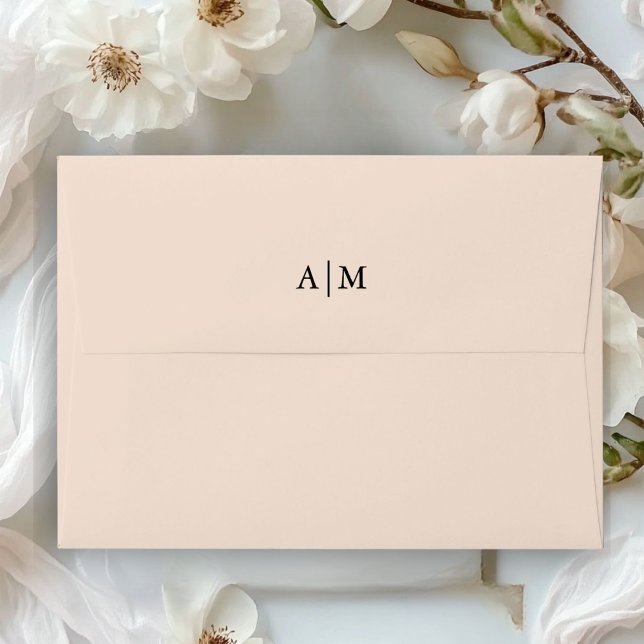 Monogram Elegant Beige Envelope (Personalized, Monogram, Beige Envelopes.)