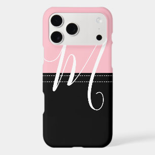 Monogram Elegant Black & Pink Solid Colour