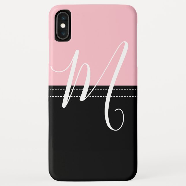 Monogram Elegant Black & Pink Solid Colour Case-Mate iPhone Case (Back)