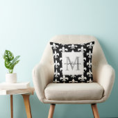 Monogram Elegant Black White Fleur de lis Pattern Cushion (Chair)