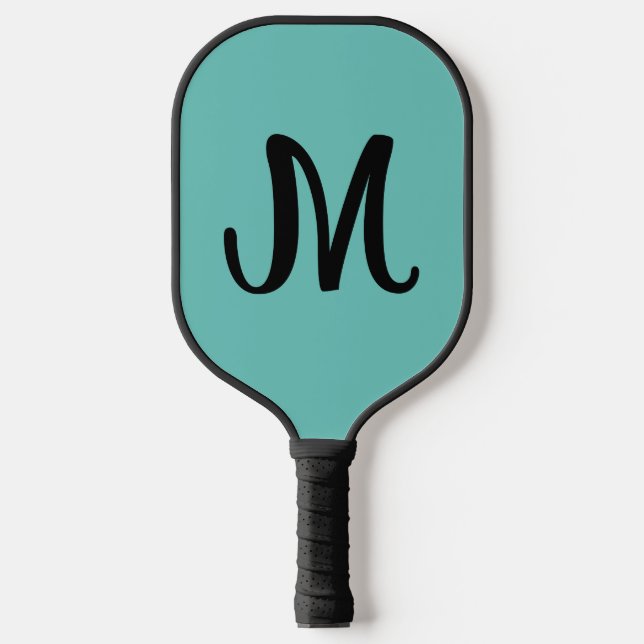 MONOGRAM ELEGANT BLUE SCRIPT PICKLEBALL PADDLE (Front)