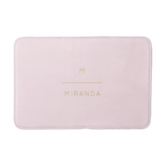 Monogram Elegant Blush Pink Gold Minimalist Classy Bath Mat