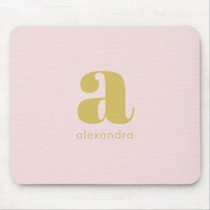 Monogram Elegant Blush Pink Gold Minimalist Classy Mouse Pad