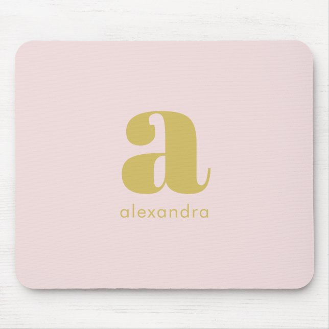 Monogram Elegant Blush Pink Gold Minimalist Classy Mouse Pad (Front)