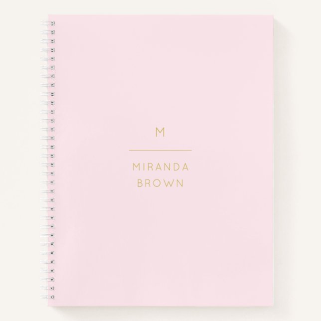 Monogram Elegant Blush Pink Gold Minimalist Classy Notebook (Front)