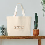 Monogram Elegant Blush Pink Modern Minimalist Large Tote Bag<br><div class="desc">An elegant monogram tote bag featuring a blush pink modern typography name overlayed with initials in pale grey in a handwritten script font in an informal casual style. The text can easily be personalised for a design as unique as you are!</div>