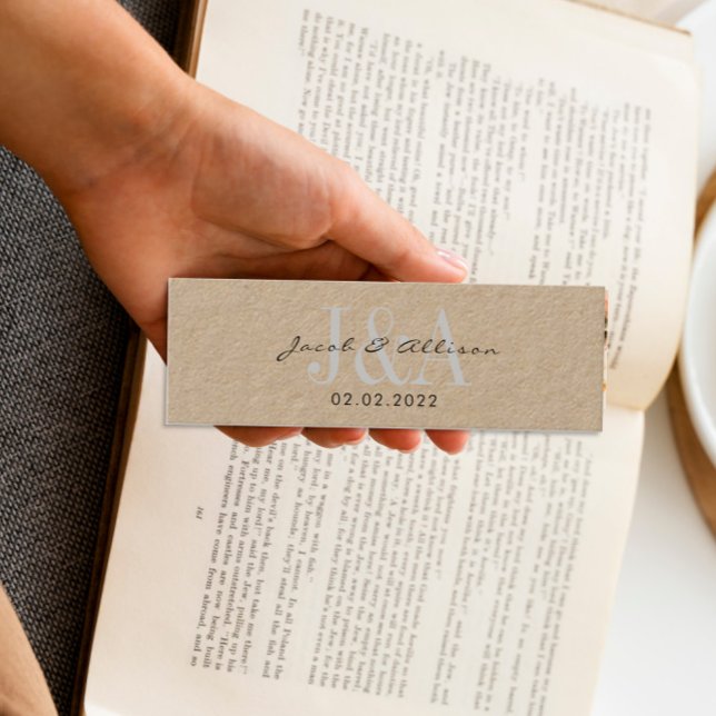 monogram elegant bookmark wedding favour mini business card (Creator Uploaded)