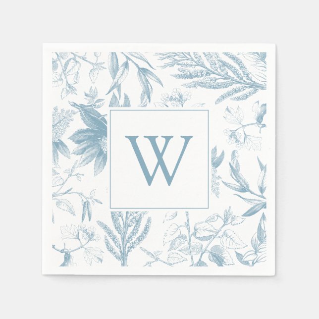 Monogram Elegant Botanical Wedding Napkin (Front)