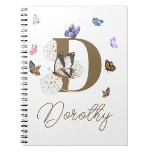 Monogram Elegant Butterfly Colourful Floral Notebook