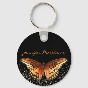 Monogram Elegant Butterfly Glitter Key Ring