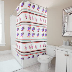 Monogram Elegant Chic Floral and striped Shower Curtain