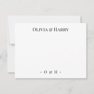 Monogram Elegant Chic White Wedding Note Card