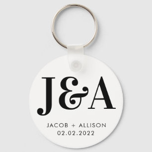 monogram elegant chocolate wedding favour classic key ring