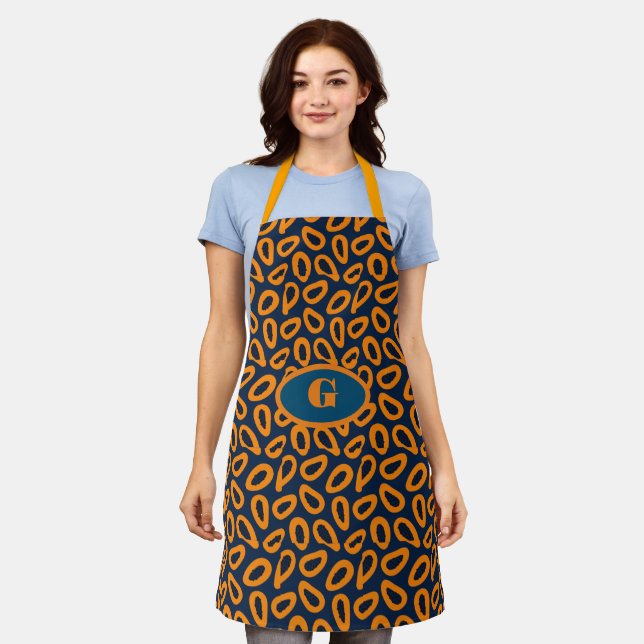  Monogram Elegant Customise Papaya Pattern  Apron (Worn)