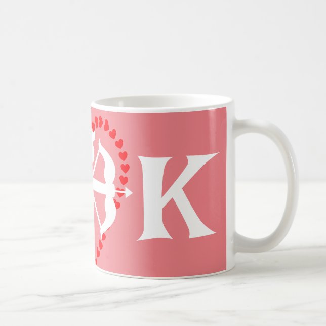 monogram elegant cute valentine, Sweet for couple Coffee Mug (Right)