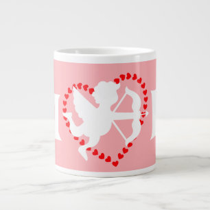 monogram elegant cute valentine, Sweet for couple Large Coffee Mug