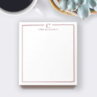 Monogram Elegant Deep Red Border Stationery