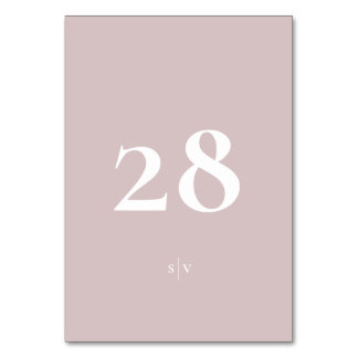 Monogram Elegant Elegant Musk Pink White Wedding Table Number