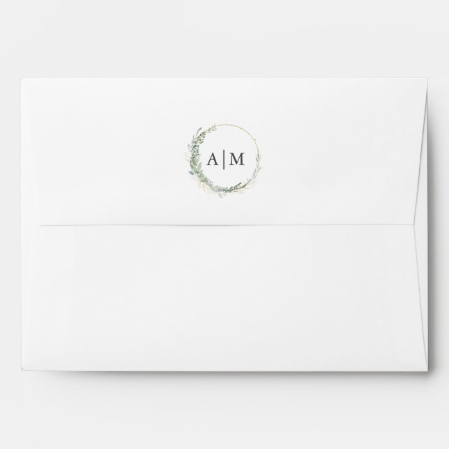 Monogram Elegant Eucalyptus Envelope (Back (Top Flap))