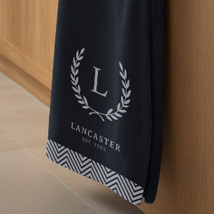 Monogram Elegant Farmhouse Modern Minimalist Name Tea Towel