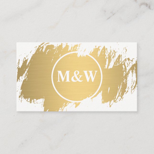 Monogram Elegant Faux Gold Grunge Business Card (Front)