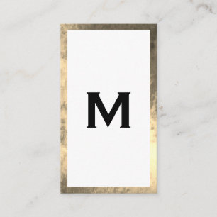 Monogram Elegant Faux Golden Border Business Card