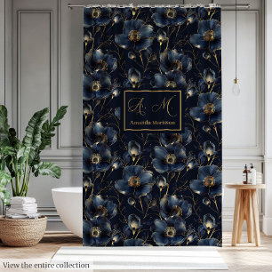 Monogram Elegant Floral Custom Shower Look Curtain