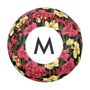 Monogram Elegant floral pattern 2 Baseball