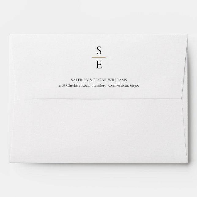 Monogram Elegant Gold Return Address Envelope (Back (Top Flap))