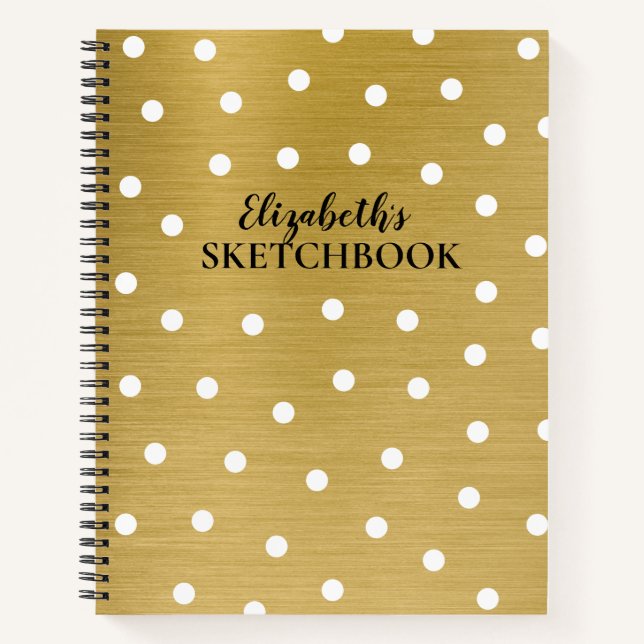 Monogram Elegant Gold Sketchbook Notebook (Front)