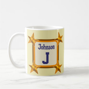 Monogram Elegant Gold Star Last Name Initial Coffee Mug