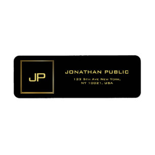 Monogram Elegant Gold Text Name Modern Return Return Address Label