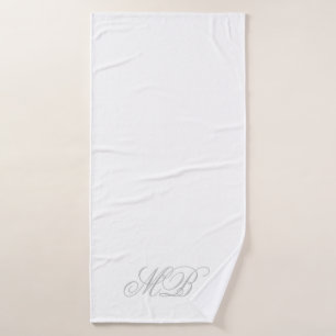 Monogram Elegant Gray Initials White Bath Towel Set