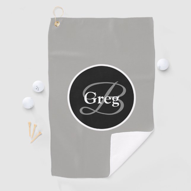 Monogram Elegant Grey Black Golf Towel (InSitu)