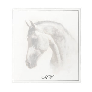 Monogram Elegant Horse Equestrian Custom Initials Notepad
