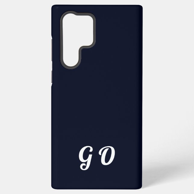 Monogram  Elegant Initial Dark Blue  Samsung Galaxy S22 Ultra Case (Back)