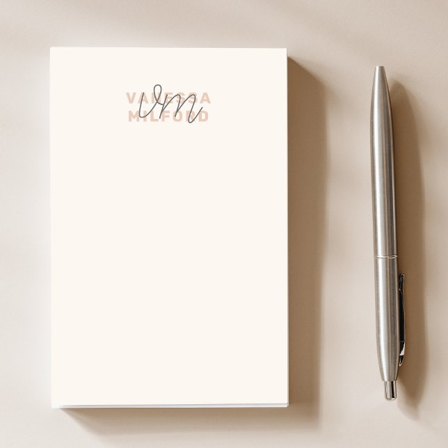 Monogram Elegant Ivory Cream Modern Minimalist Post-it Notes (Creator Uploaded)