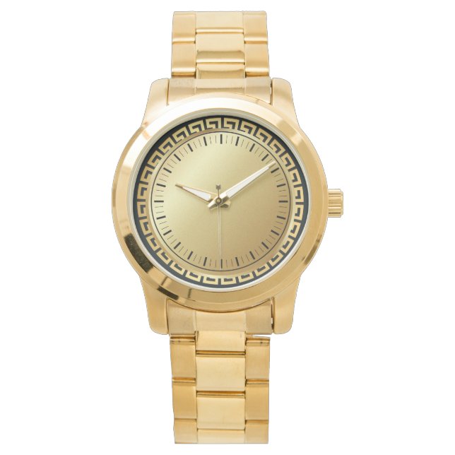 Monogram Elegant Men's Oversized Gold Bracelet Watch (Front)