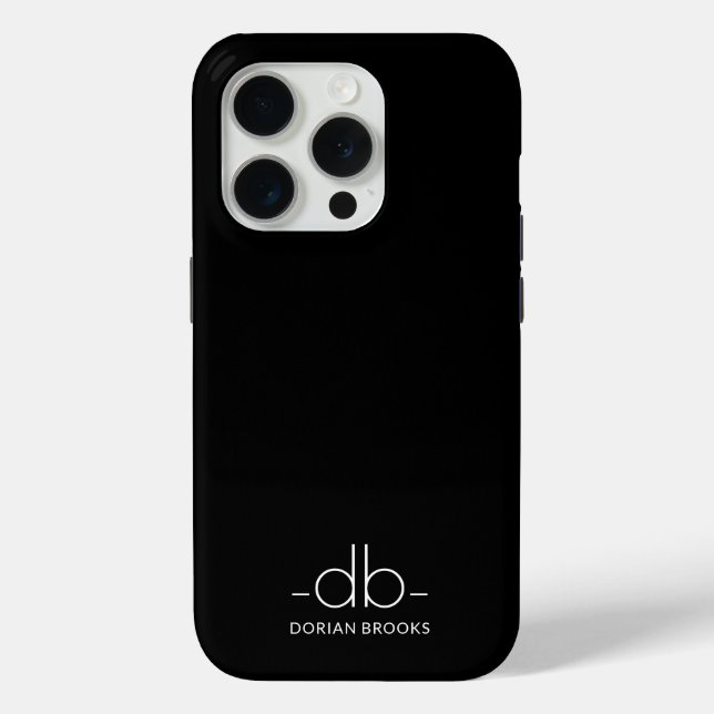 Monogram Elegant Minimal Black And White Case-Mate iPhone Case (Back)