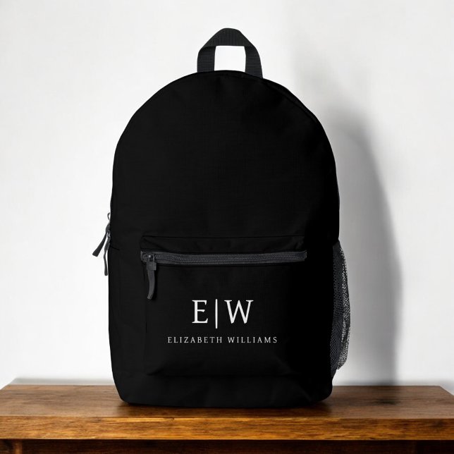Monogram Elegant Minimal Black Printed Backpack (Creator Uploaded)