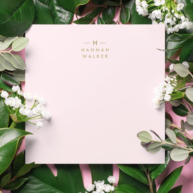 Monogram Elegant Minimal Blush Pink and Gold Card (Creator Uploaded)