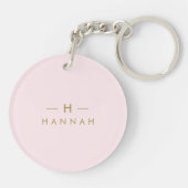 Monogram Elegant Minimal Blush Pink and Gold Key Ring (Back)