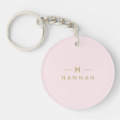 Monogram Elegant Minimal Blush Pink and Gold Key Ring (Front)