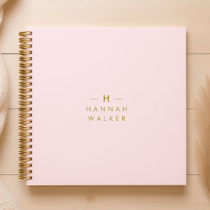 Monogram Elegant Minimal Blush Pink and Gold Notebook