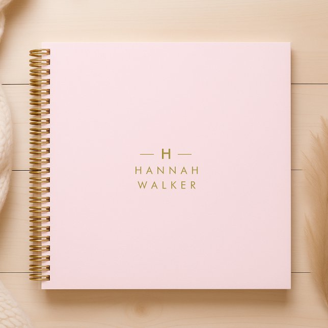 Monogram Elegant Minimal Blush Pink and Gold Notebook (Creator Uploaded)