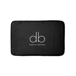 Monogram Elegant Minimal Classic Modern Black Bath Mat