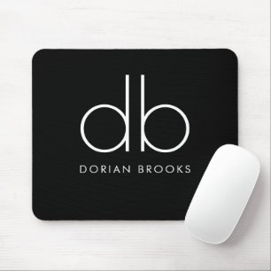 Monogram Elegant Minimal Classic Modern Black Mouse Pad