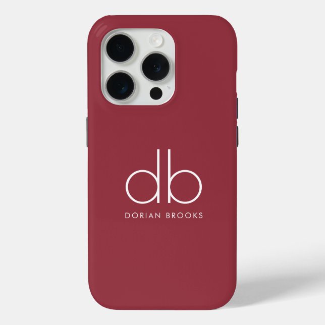 Monogram Elegant Minimal Classic Modern Red Case-Mate iPhone Case (Back)