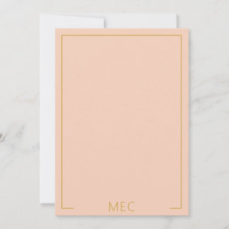Monogram Elegant Minimalist Peach Rose & Gold Card